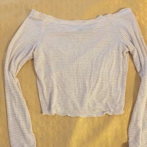 Off shoulder crop top striped